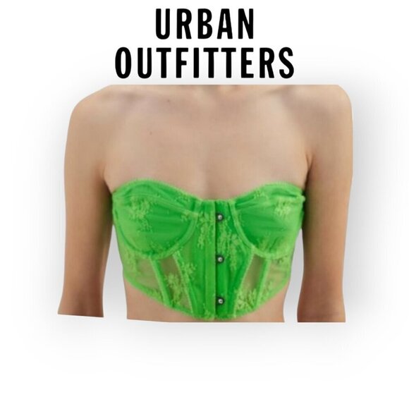 Out From Under Firecracker Lace Corset neon lime green brat girl summer size XS - Picture 1 of 7